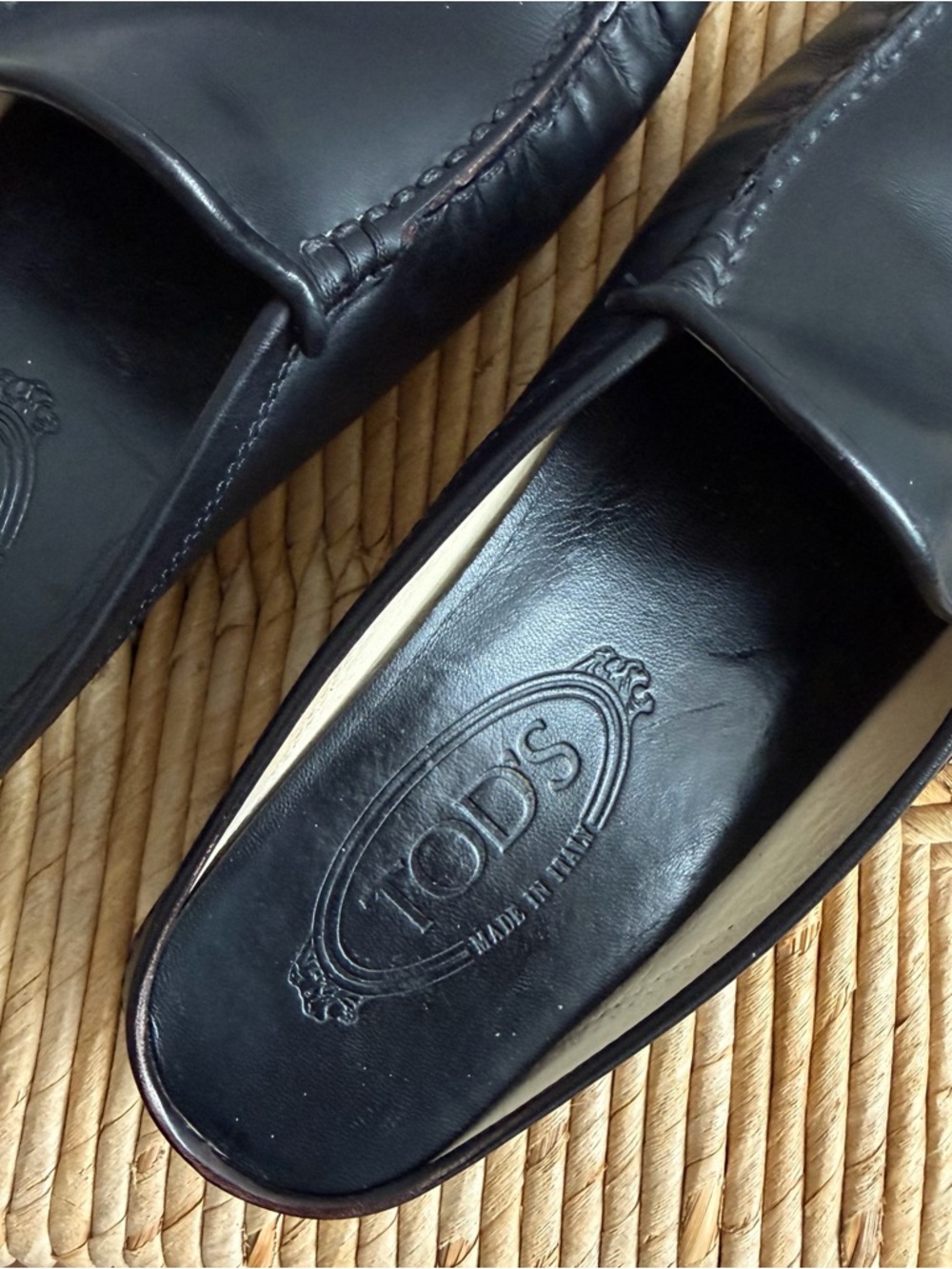 Tod's Black Leather Slip-On Loafers